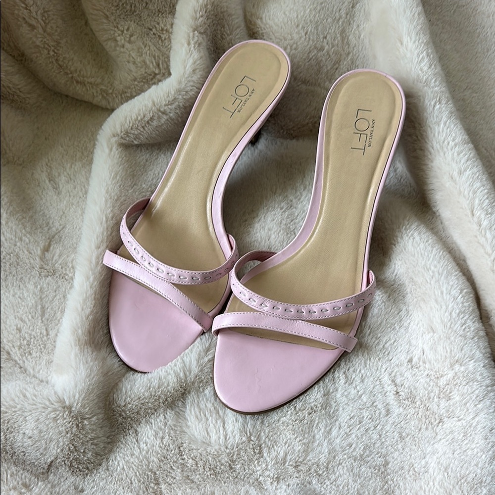 LOFT Pink Heels Satin Kitten Style
